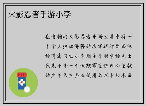 火影忍者手游小李